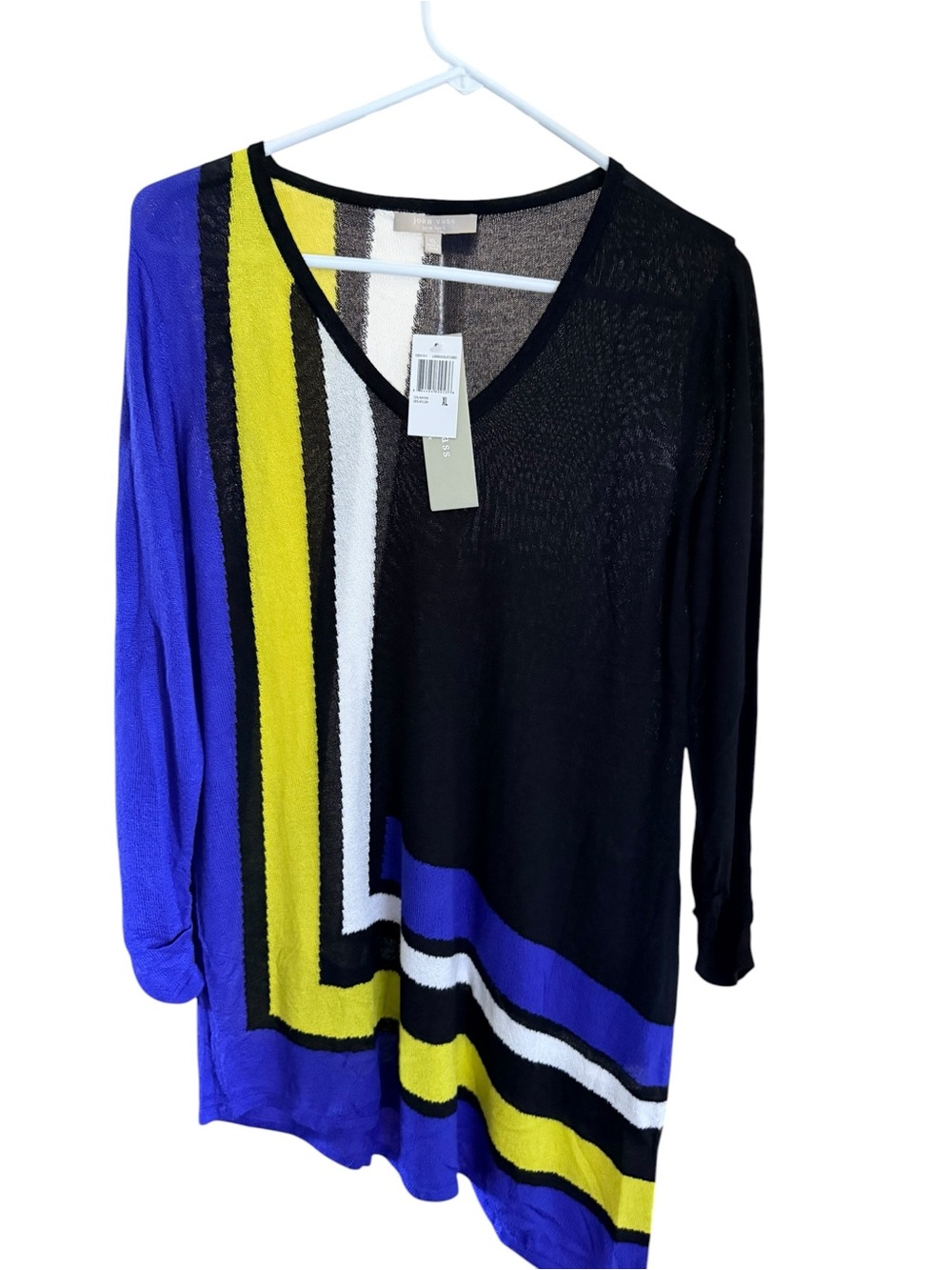 Joan Vass Colorblock Tunic Lightweight Sweater NWT